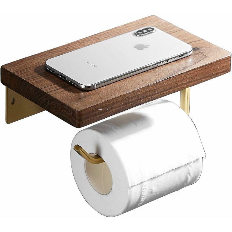 Tigrezy-Porte Papier Toilette en Bois doré brossé