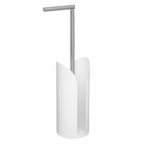 Porte Papier Toilette en Métal avec Réserve et Tige Flexible - Blanc - SILUMEN