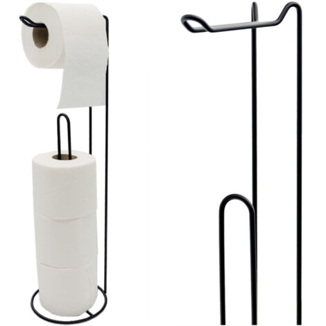 Porte-papier toilette, en métal, noir, 54 cm