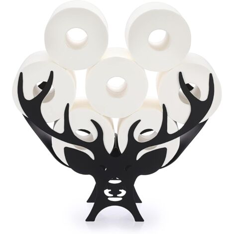 Porte-papier toilette en métal, porte-papier en forme de cerf, rangement pour papier toilette (noir)