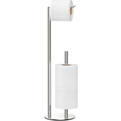 Porte-papier toilette en nickel brossé argenté, porte-rouleau de papier toilette sur pied, distributeur de papier toilette en acier inoxydable pour le stockage du papier toilette