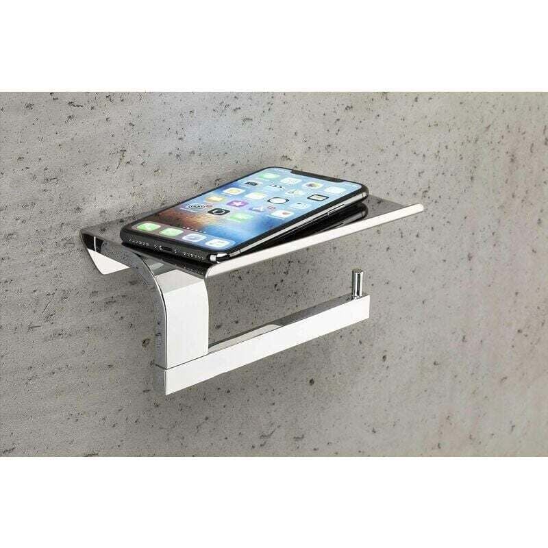 Porte Papier Toilette Et Étagère pour Téléphone Derouleur Papier Toilette Mural Devidoir Papier Toilette Acier Inoxydable Poli Porte Rouleau Papier