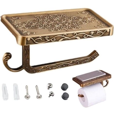 Porte-Papier Toilette Laiton Antique,Support Mobile pour Salle De Bains,Porte-Rouleau De Papier De Soie,Porte-Serviettes en Papier