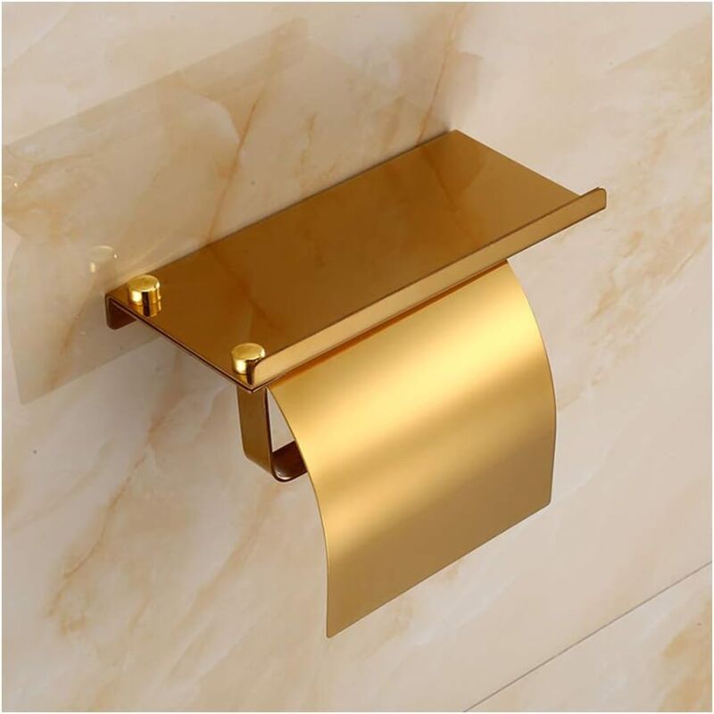 Porte-Papier Toilette Mural avec Etagère de Téléphone 304 Acier Inoxydable Porte Rouleau Papier Toilette avec Plateforme de Rangement derouleur