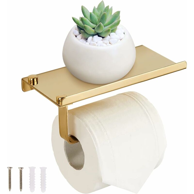 Porte Papier Toilette Mural avec Etagère de Téléphone - Derouleur Papier en Acier Inox pour Salle de Bain