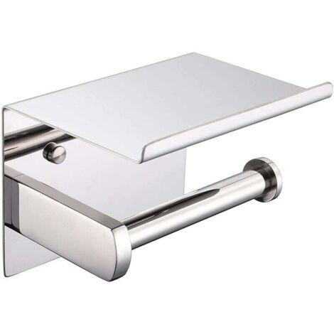 Porte Papier Toilette Mural en Acier Inoxydable Distributeur Papier avec Tablette pour Salle de Bain Cuisine Chrome