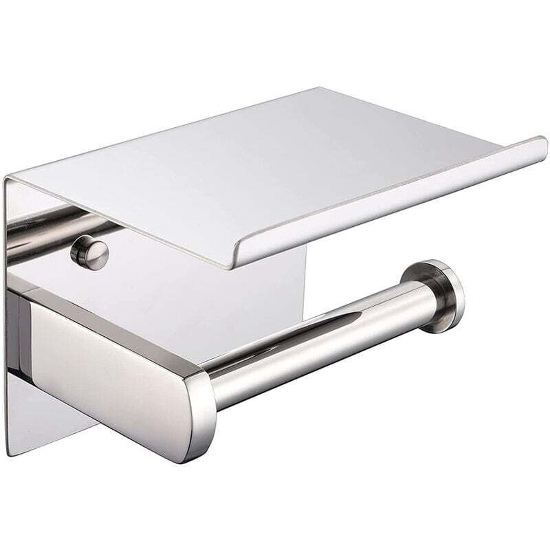 Porte Papier Toilette Mural en Acier Inoxydable Distributeur Papier avec Tablette pour Salle de Bain Cuisine Chrome