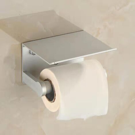 Porte-papier toilette mural et support de rangement pour téléphone portable en aluminium spatial - Blanc