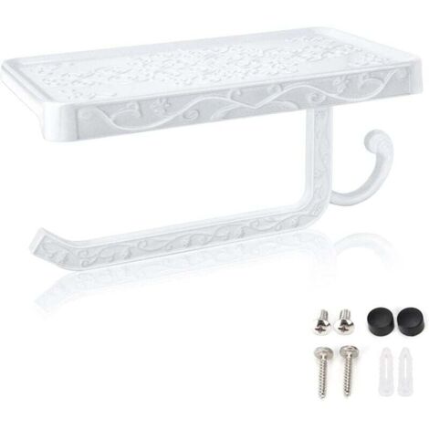 Porte-Papier Toilette Mural, hicoosee Support Papier Toilette avec Plateforme de Rangement pour Salle de Bain WC, Blanc