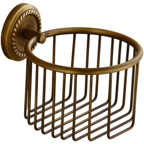 Porte-Papier Toilette Mural, Laiton Antique Panier de Douche pour Salle de Bain, Style Vintage