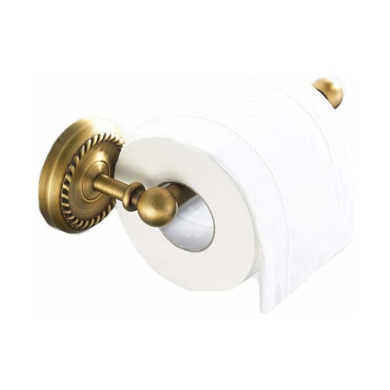 Porte-Papier Toilette Mural Laiton Antique Support de Rouleau de Salle de Bain Rétro Porte-Rouleau de Papier wc avec Support pour téléphone portable