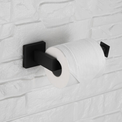 Porte-papier toilette mural noir avec étagère de rangement pour salle de bain