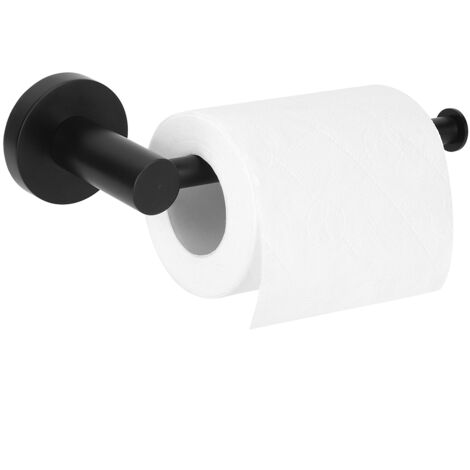 Porte-papier toilette mural noir avec étagère de rangement pour salle de bain