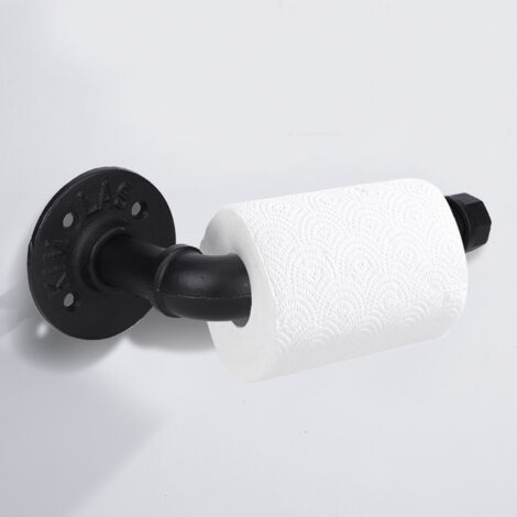 Porte-papier toilette mural style tuyauterie industrielle avec étagère de rangement pour salle de bain