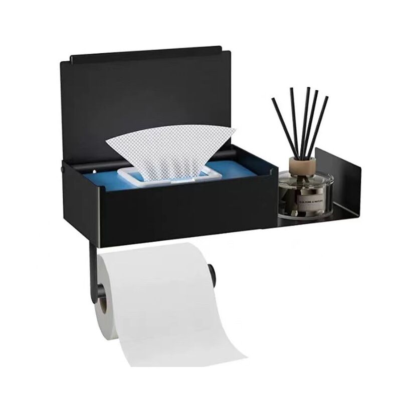 Linghhang - Porte Papier Toilette Mural Support Papier Toilette Adhesif, Derouleur Papier Toilette Murale sans Percage avec Rangement Acier,