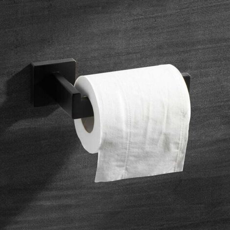 Porte Papier Toilette Noir, Acier INOX Porte Rouleau Support Papier Toilette pour Salle De Bain et Cuisine (Carré)