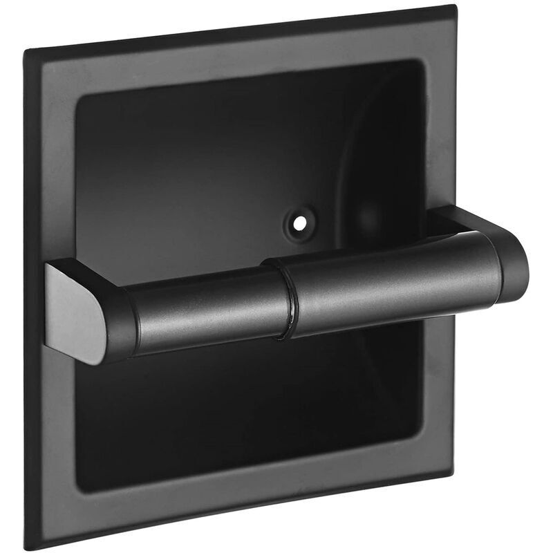 Porte-papier Toilette Noir Encastrable en Acier Inoxydable Porte Rouleau de Papier pour wc Salle de Bain Cuisine