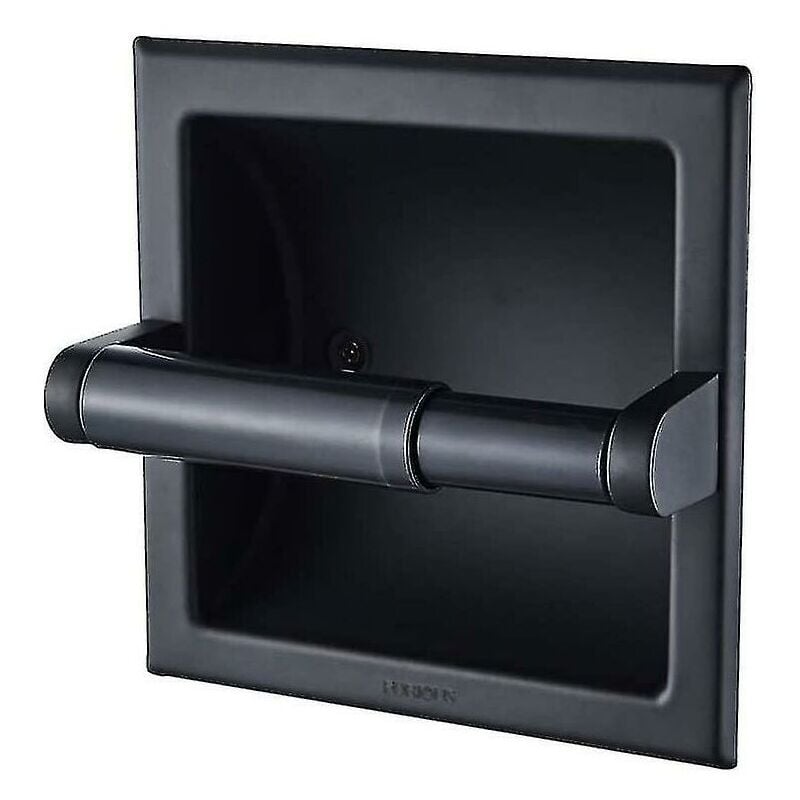 SNQ - Porte-papier toilette noir mat Support mural pour papier toilette encastrable noir en métal Porte-papier toilette mural noir avec support de