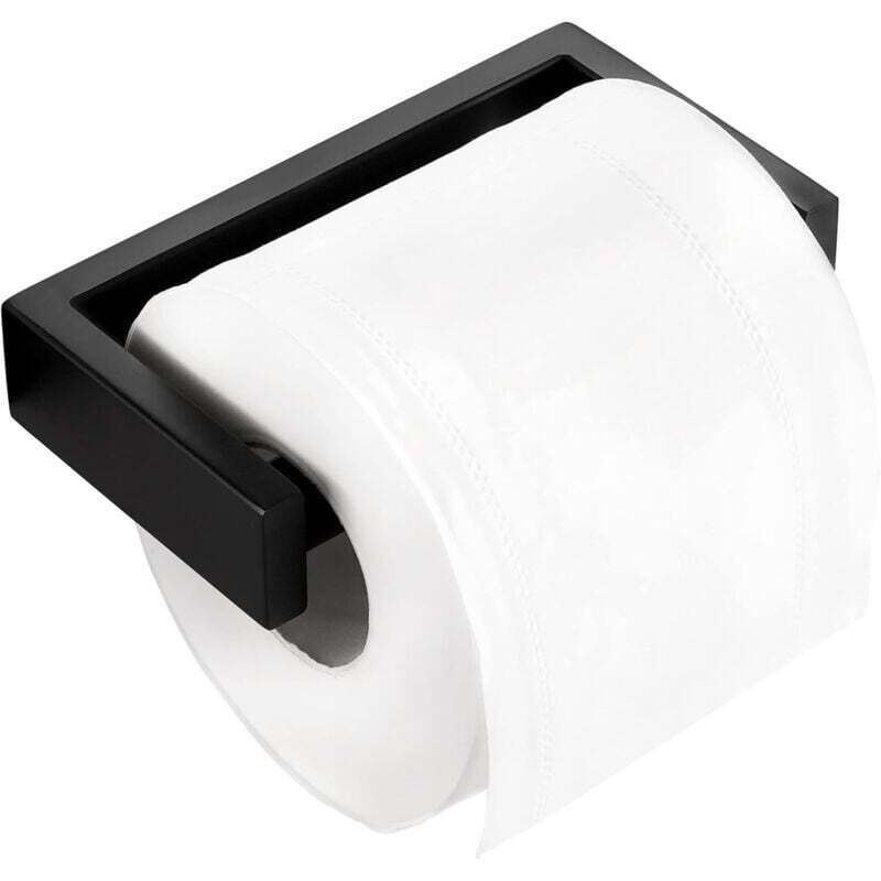 Porte-papier toilette noir, porte-papier toilette de salle de bain, ressort en acier inoxydable, lettrage gravé, suspension murale