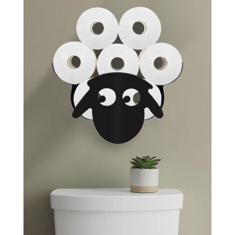 Porte-papier toilette paresseux  Porte-papier toilette en forme de mouton, fixation murale en métal, rangement pour rouleaux