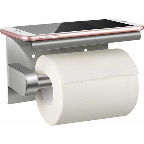 Porte Papier Toilette, Porte Rouleau Papier toilettes sans percage Derouleur Papier WC mural, Acier Inoxydable 304