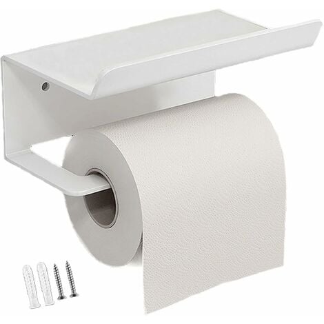 Dérouleur Porte Papier Toilette avec étagère - Tablette en Bois et