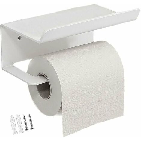 Porte Papier Toilette, Porte-serviettes en acier inoxydable pour téléphone portable,Support Papier Rouleau Derouleur Papier WC, Support Papier Toilettes avec Tablette pour Salle de Bain et Cuisine