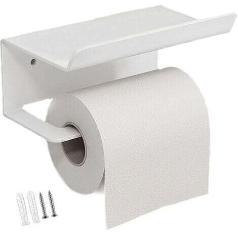 Porte Papier Toilette, Porte-serviettes en acier inoxydable pour téléphone portable,Support Papier Rouleau Derouleur Papier WC, Support Papier Toilettes avec Tablette pour Salle de Bain et Cuisine