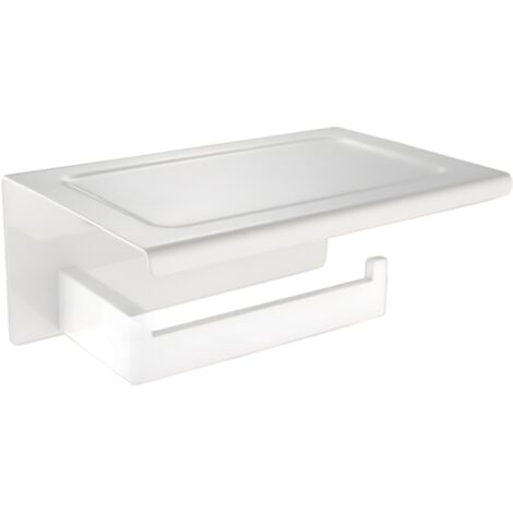 Porte-papier toilette pour étagère murale de salle de bain en acier inoxydable, cintre blanc