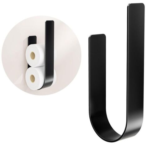 Porte Papier Toilette, Rangement Support Papier Toilette Mural pour 3 Rouleaux, Porte Papier WC sans Percage, Noir