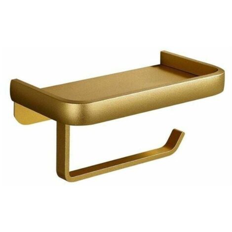 Porte-papier toilette salle de bain sans poinçonnage cintre mural papier toilette rouleau (double couche et or)