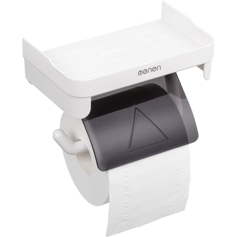 Porte Papier Toilette sans Percage, Derouleur Papier Toilette avec Etagere de Rangement, Porte Rouleau Papier Toilette Adhesif, Support Papier