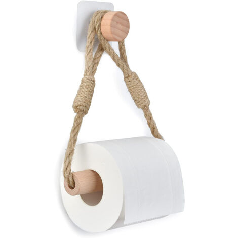 Porte-papier toilette sans perçage – Style vintage avec corde en chanvre
