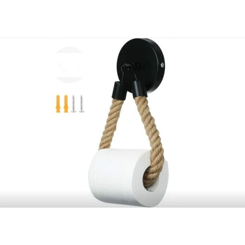 Porte Papier Toilette sans Perçage, Vintage Porte Rouleau Papier Toilette, Noir Mat Support Papier Toilette pour Salle de Bain et wc