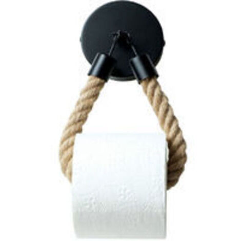 Porte Papier Toilette sans Perçage, Vintage Porte Rouleau Papier Toilette, Noir Mat Support Papier Toilette pour Salle de Bain et WC