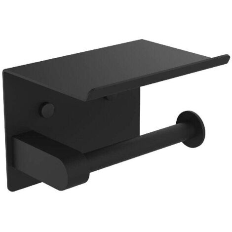 Porte Papier Toilette Support mural pour papier toilette en acier inoxydable 304, porte-rouleau avec installation par vis ou 3M auto-adhésif, couleur noir - OUYLAF