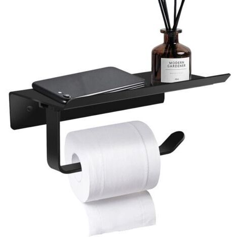 Porte-Papier Toilette Support Mural，Porte Rouleau Papier Toilette，Support Papier Toilette Mural Aluminium avec étagères Spacieuses，pour Toilettes et Cuisines，Salle de Bain，Rangement