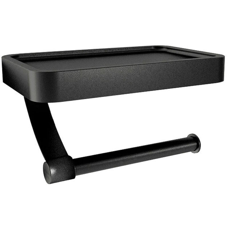 Porte Papier Toilette, Support Papier Toilette Mural, Installation avec Vis ou Auto-adhésif, Noir