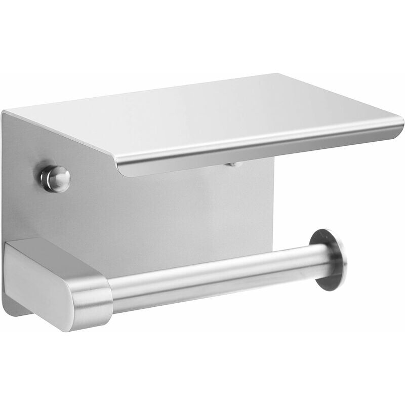 Porte Papier Toilette, Support Papier Toilette sans Percage, Porte Rouleau Papier Toilette Auto-adhésif avec Tablette pour Salle de Bain et Cuisine,
