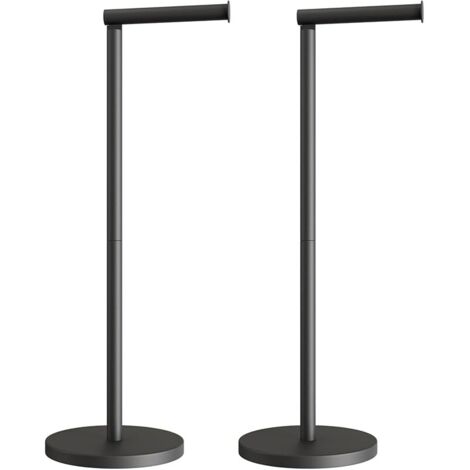 Porte Papier Toilette sur Pied Noir - Support Rouleau WC avec Réserve - Dérouleur Papier Toilette sur Pied - Accessoire WC Moderne et Stable (Lot de 2)