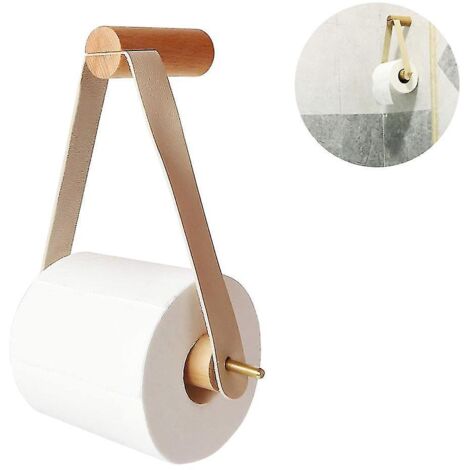 Porte-papier toilette vintage en corde de chanvre et bois, blanc
