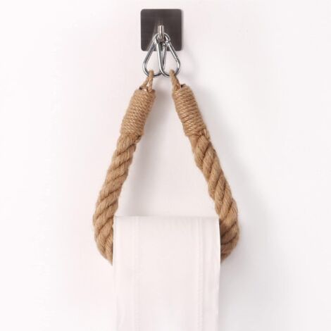 Porte-Papier Toilette,OYEFLY Porte-Serviette en Corde de Chanvre pour Salle de Bain et Cuisine Porte-Papier Salle de Bain Support de Rouleau de Serviette Toilette (Silver)