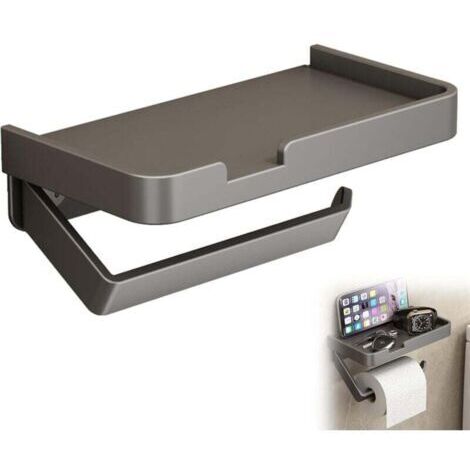 Porte Papier Toilette,Porte Rouleau Papier Toilette Adhésif,Rouleau avec Etagère Bambou Distributeur Papier WC Support Mural pour Salle De Bain