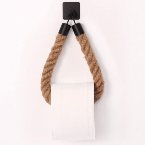 Porte-Papier Toilette,Porte-Serviette en Corde de Chanvre pour Salle de Bain et Cuisine Porte-Papier Salle de Bain Support de Rouleau de Serviette Toilette (Black 3)