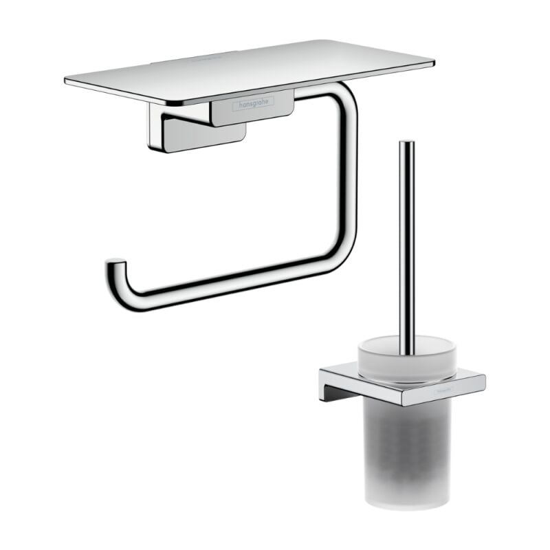 Porte-brosse wc Hansgrohe Addstoris + Porte-papier wc avec tablette chromé