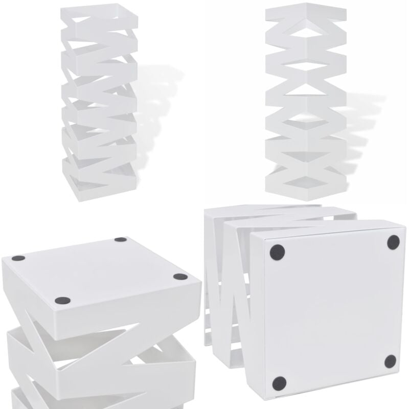 Vidaxl - Porte-parapluie carré à rangement Blanc Acier 48,5 cm - support de parasol - supports de parasol - Home & Living - Blanc