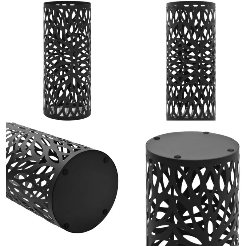 Vidaxl - Porte-parapluie Feuilles Acier Noir - porte-parapluie - porte-parapluies - Home & Living - Noir