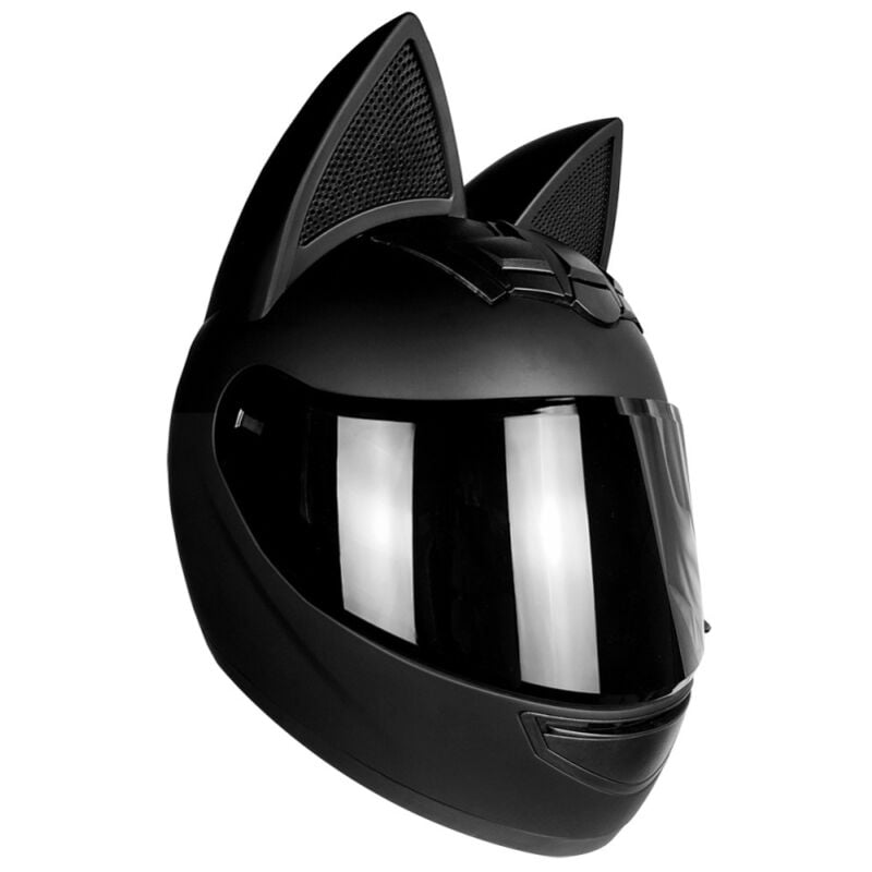 Casque de moto intégral avec oreilles de chat, confortable et respirant, pour hommes et femmes, toutes saisons