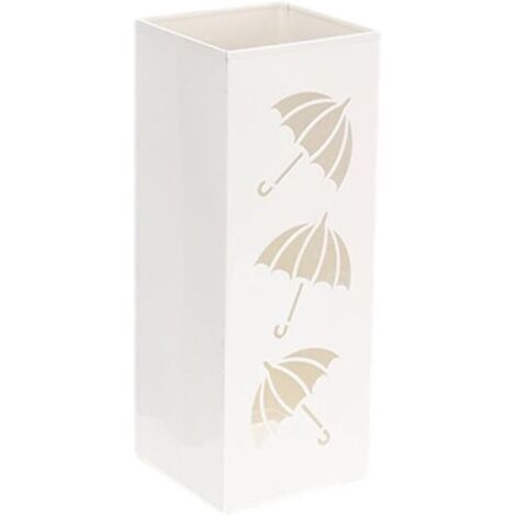 Porte-parapluie seau de rangement pour parapluie en métal carré - Blanc