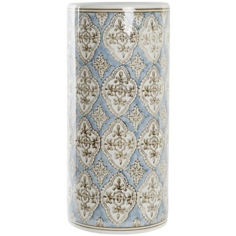 FIJALO porte-parapluie DKD Home Decor Porcelaine Beige Bleu (20 x 20 x 46 cm)